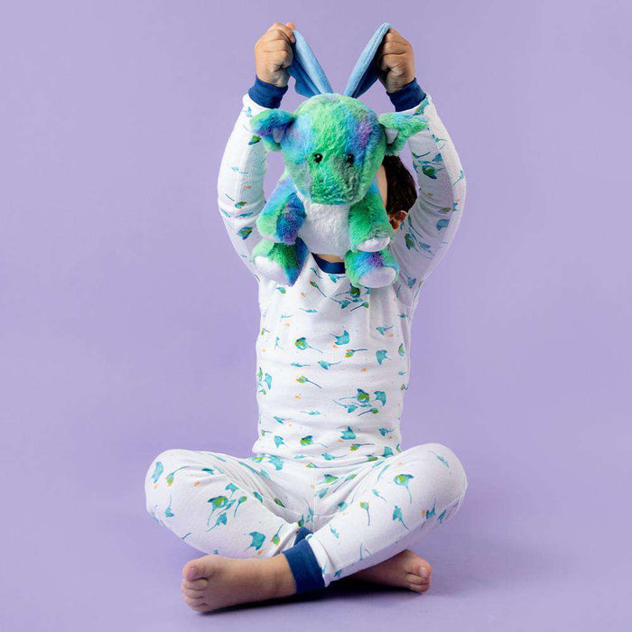 Little boy holding Microwavable Baby Dragon Warmies - Warmies USA