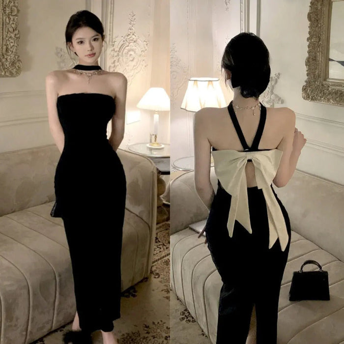 Black Bow Bodycon Dress fashionnsio