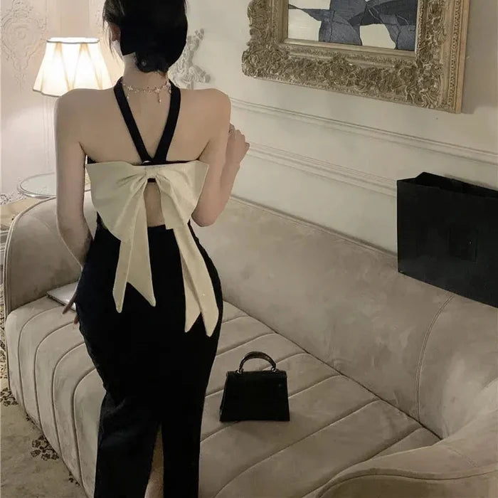 Black Bow Bodycon Dress fashionnsio