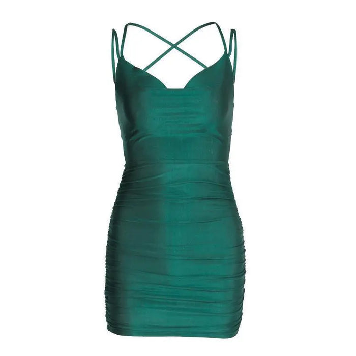 Backless Satin Bodycon Mini Dress fashionnsio