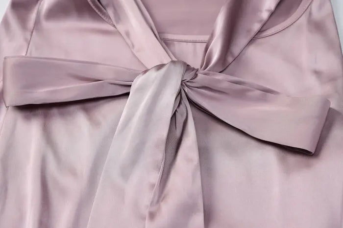 Backless Bow Silk Dress fashionnsio