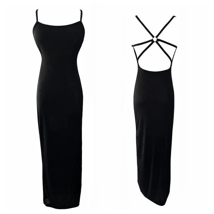 Backless Long Slit Dress fashionnsio