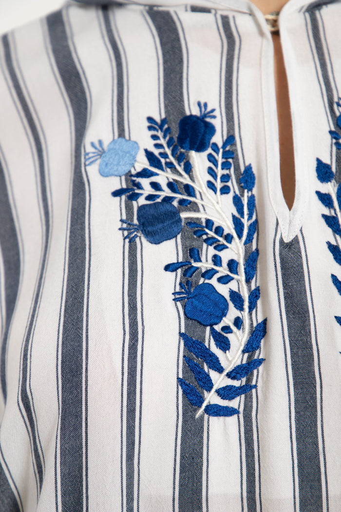 Badiya Cotton Striped Blue Jellaba