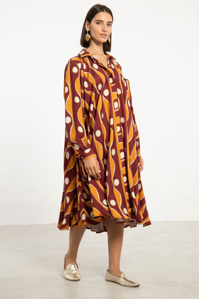 Bahiya Linen Multi-Color Shirt Dress