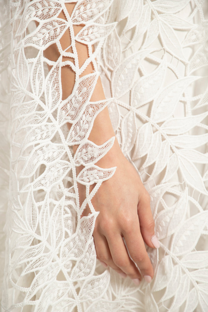Balkis Cotton Lace Feuillage Dress