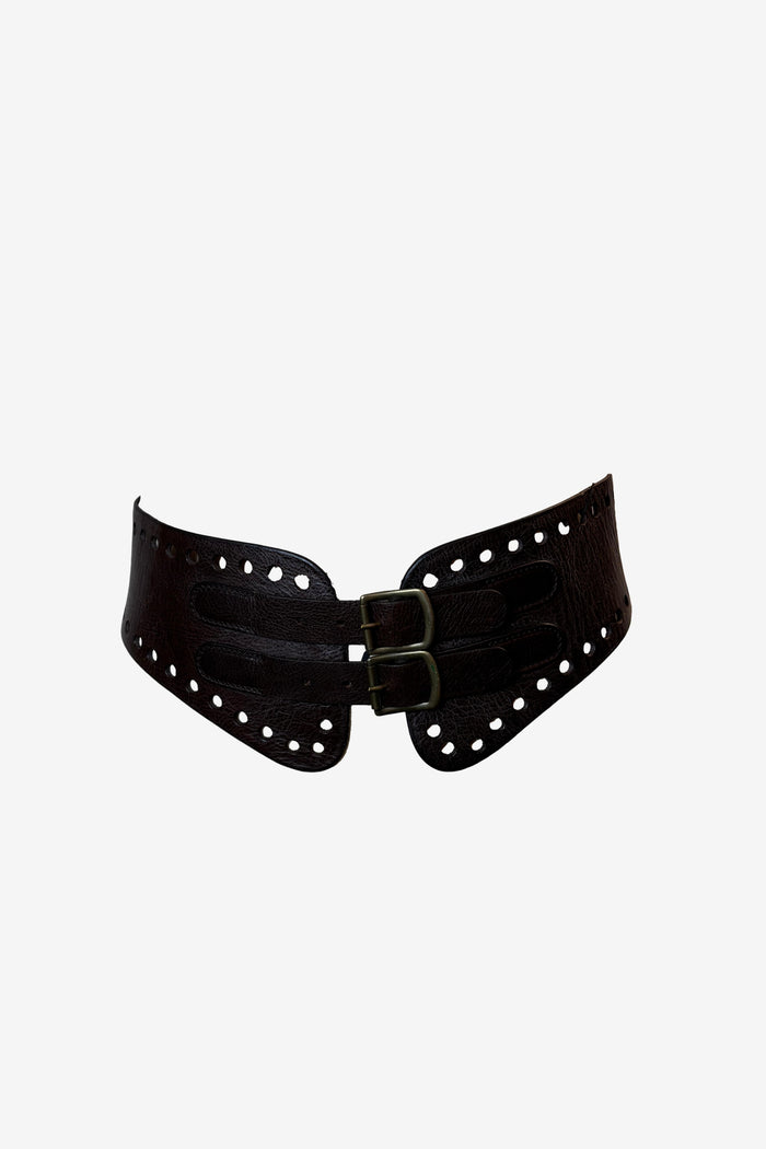 Barney's New York Brown Leather Corset Belt image 0