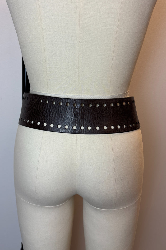 Barney's New York Brown Leather Corset Belt image 1