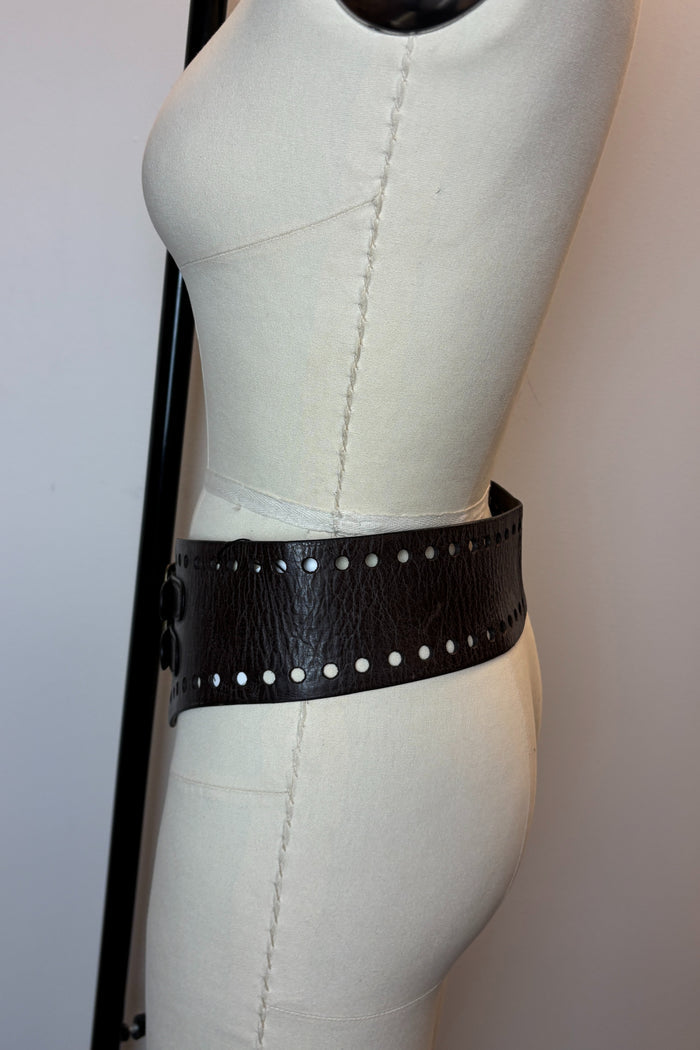Barney's New York Brown Leather Corset Belt image 2