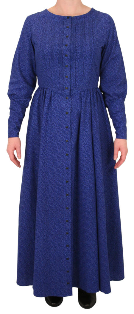 Beatrice Prairie Dress - Royal Blue Leaf