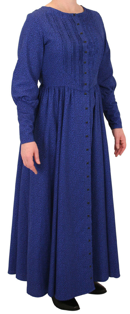Beatrice Prairie Dress - Royal Blue Leaf