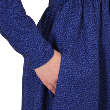 Beatrice Prairie Dress - Royal Blue Leaf