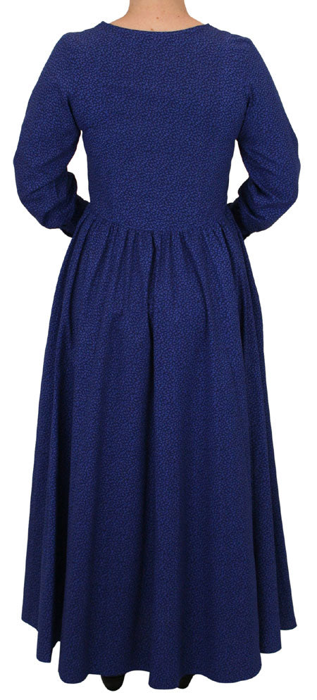 Beatrice Prairie Dress - Royal Blue Leaf