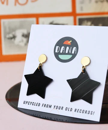 Black Dangly Stars Earrings
