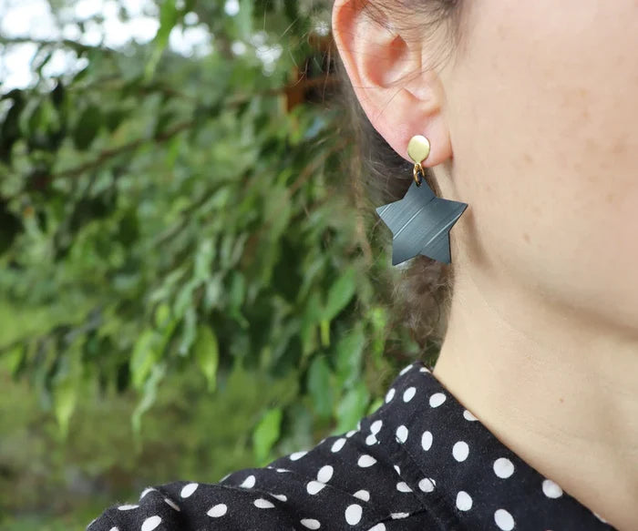 Black Dangly Stars Earrings