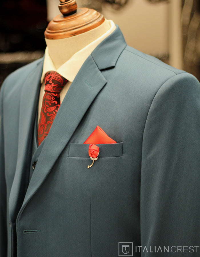 Blue 3-Piece Notch Lapel Suit