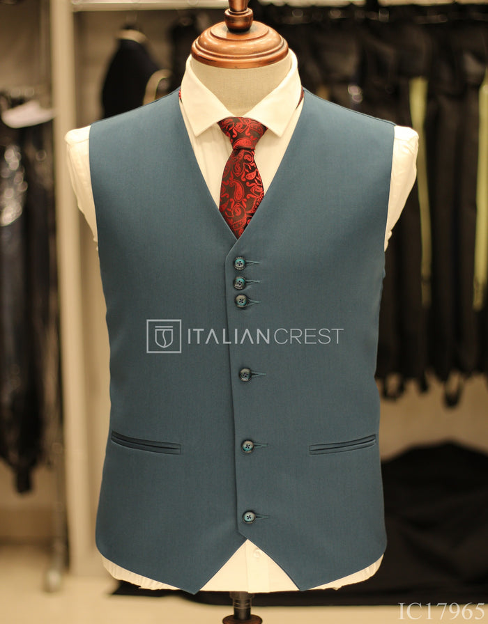 Blue 3-Piece Notch Lapel Suit