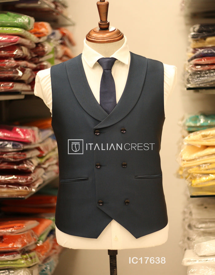 Blue 3-Piece Peak Lapel Suit