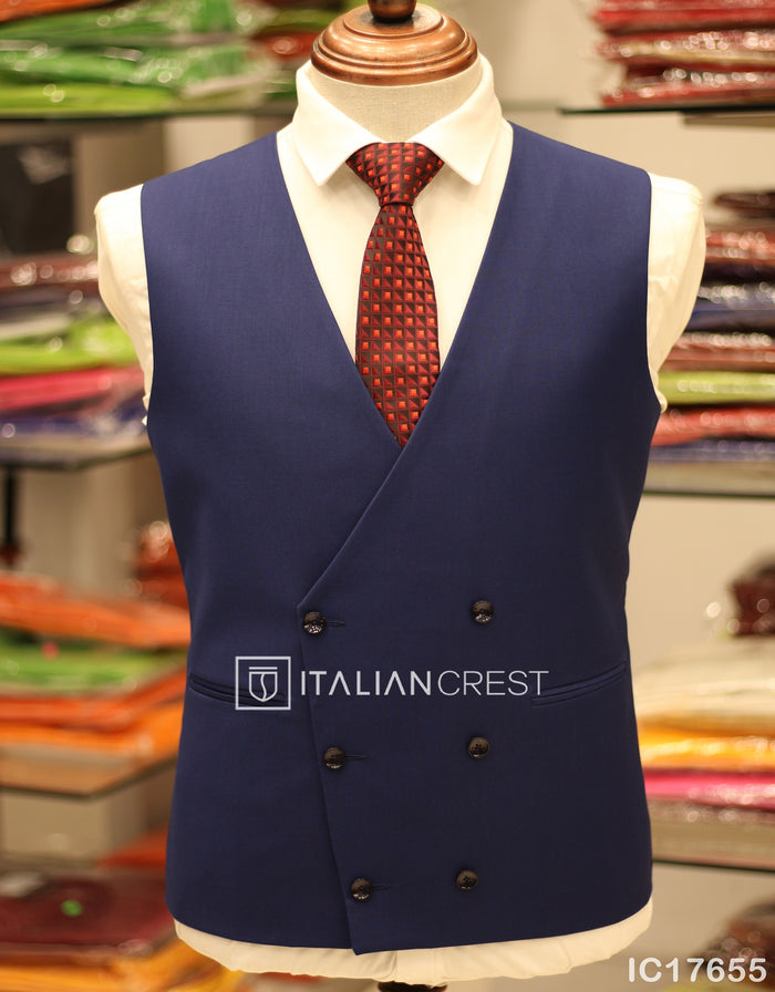 Blue 3-Piece Peak Lapel Suit