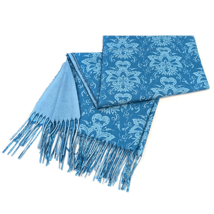 Blue Baroque Pashmina Style Scarf (70x180cm) - Exclusive Design