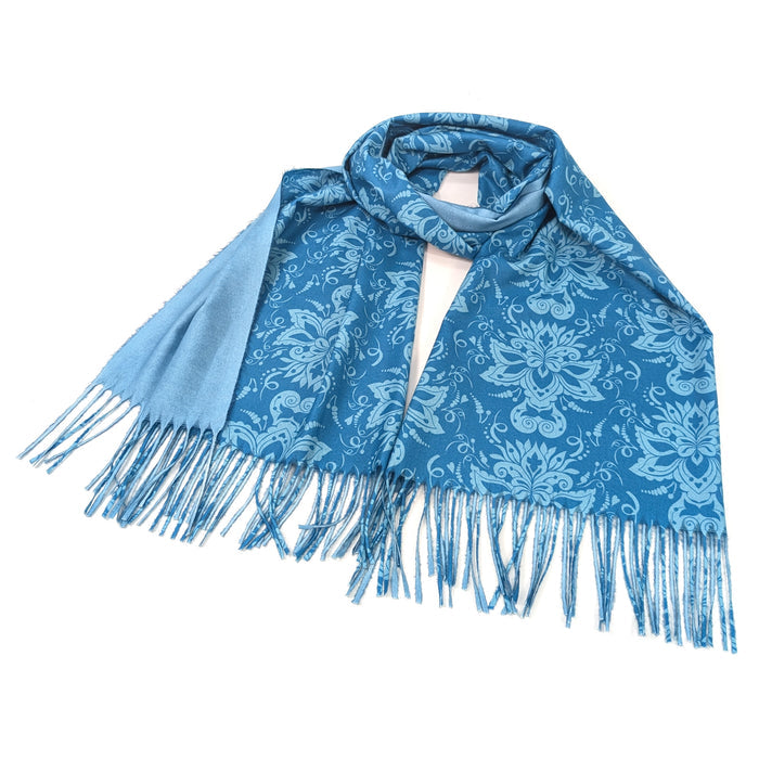Blue Baroque Pashmina Style Scarf (70x180cm) - Exclusive Design