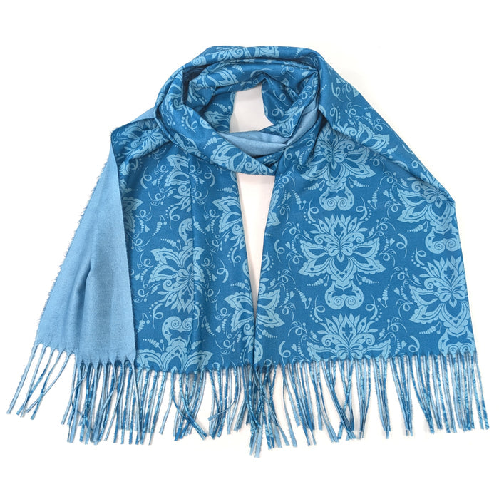 Blue Baroque Pashmina Style Scarf (70x180cm) - Exclusive Design