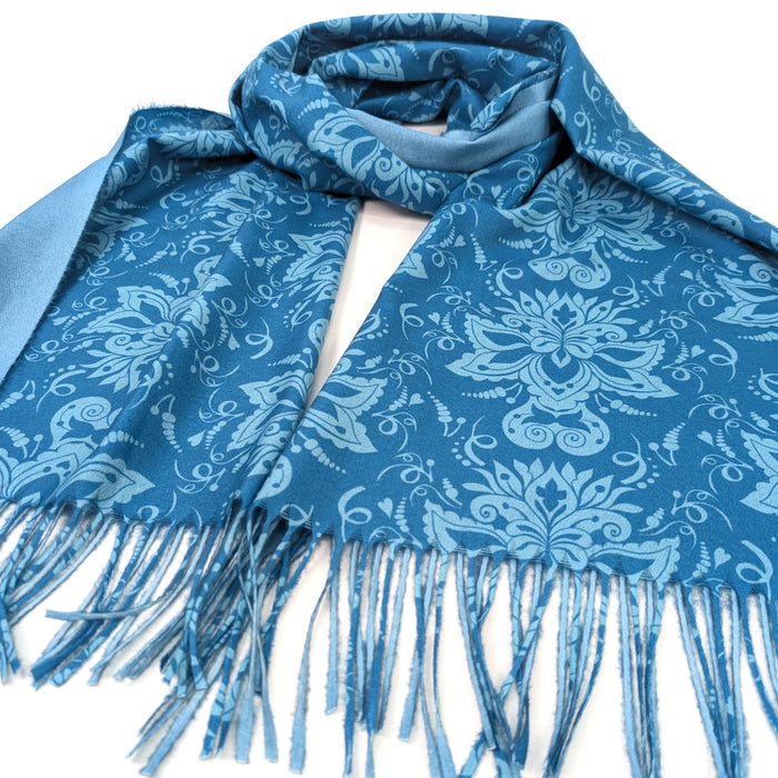 Blue Baroque Pashmina Style Scarf (70x180cm) - Exclusive Design