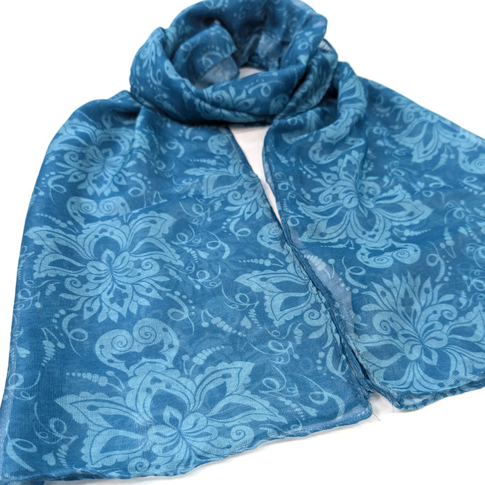 Blue Baroque Scarf (50x180cm) - Exclusive Design