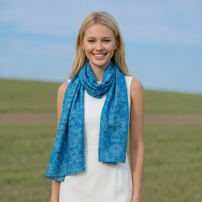 Blue Baroque Scarf (50x180cm) - Exclusive Design