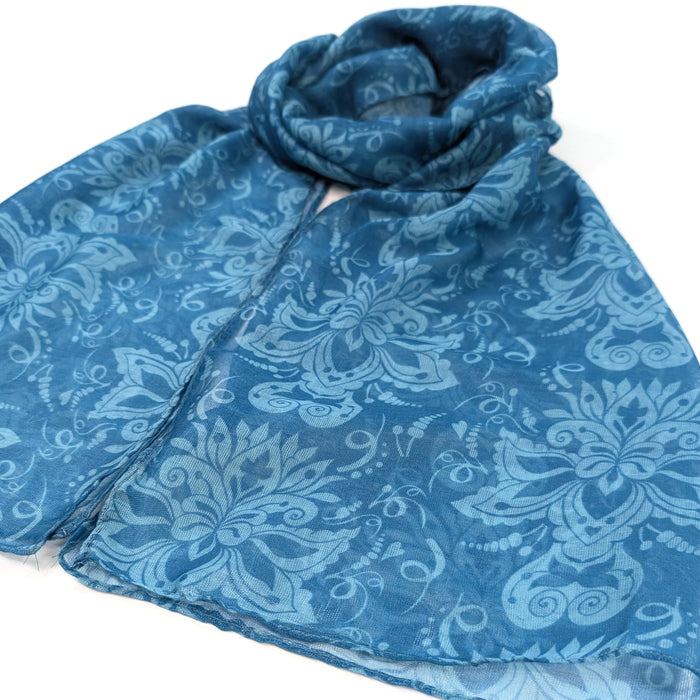 Blue Baroque Scarf (50x180cm) - Exclusive Design