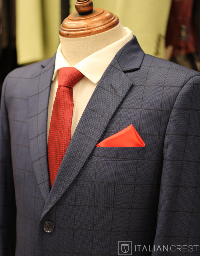 Blue Checked Single Breasted Suit