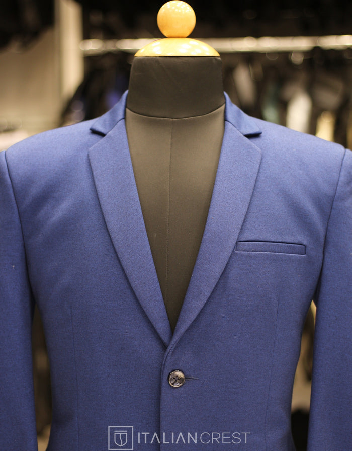 Blue Knitted Tweed Blazer