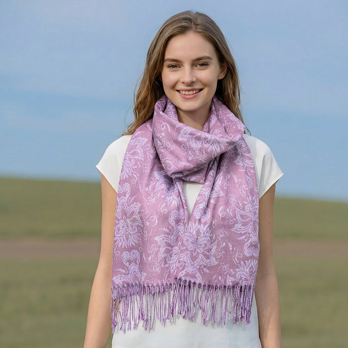 Blush Baroque Pashmina Style Scarf (70x180cm) - Exclusive Design