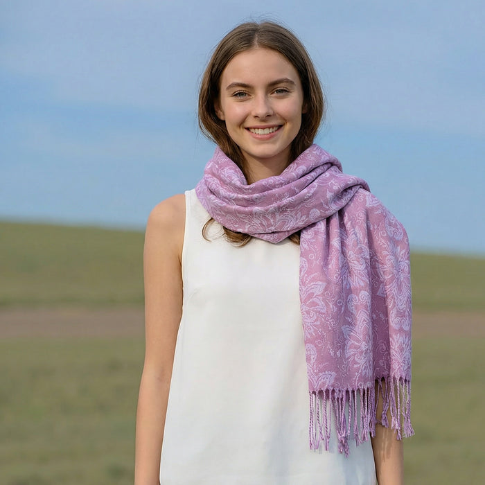 Blush Baroque Pashmina Style Scarf (70x180cm) - Exclusive Design