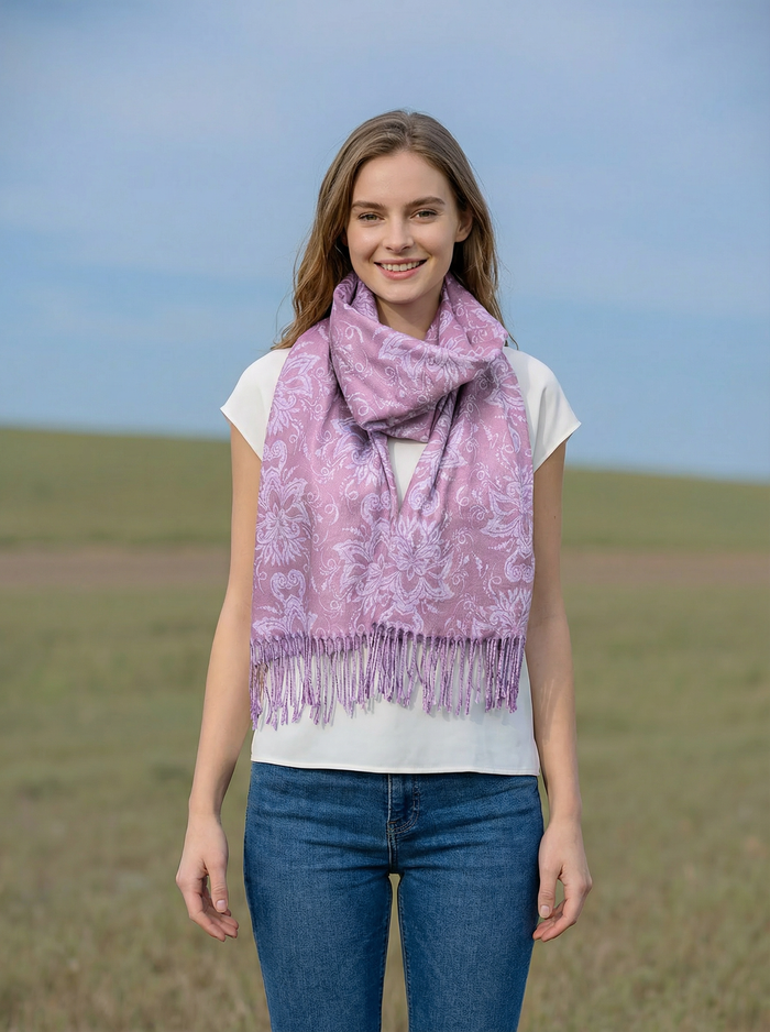 Blush Baroque Pashmina Style Scarf (70x180cm) - Exclusive Design