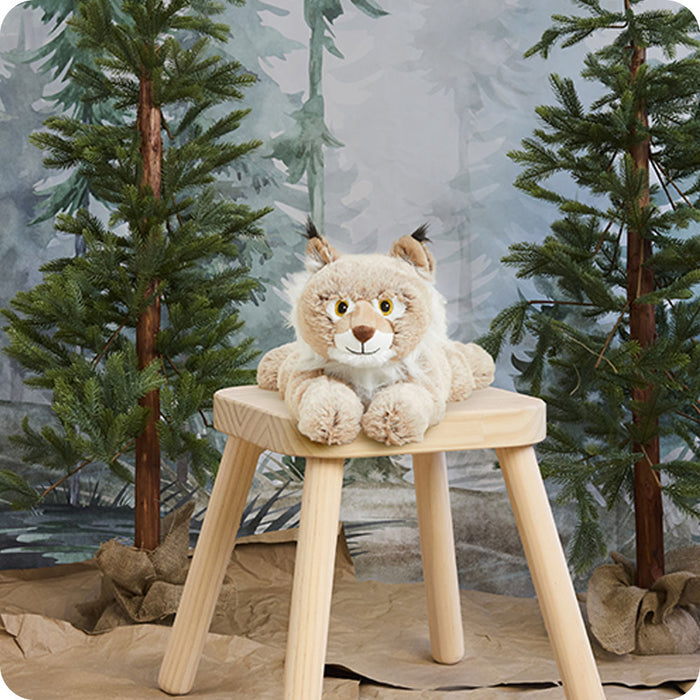 bobcat warmies stuffed animal woodland lifestyle