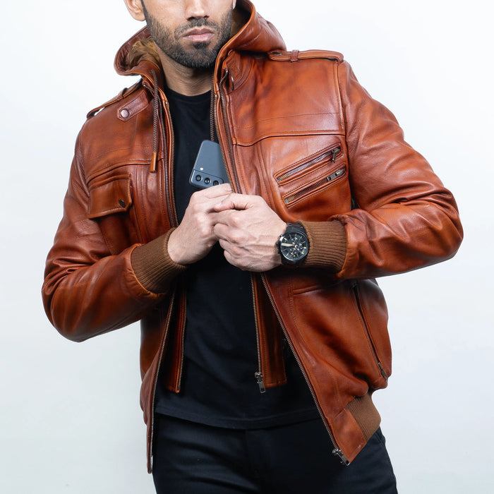 Bomber Jacket Brown - Nappa Leather