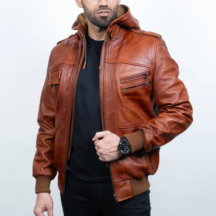 Bomber Jacket Brown - Nappa Leather