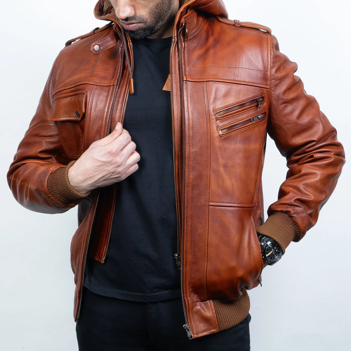 Bomber Jacket Brown - Nappa Leather