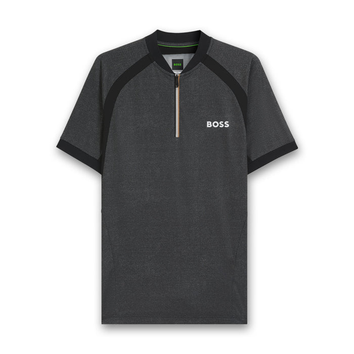 Boss Green - PL_TOC Zip Neck Sport Polo Shirt in Black - Nigel Clare