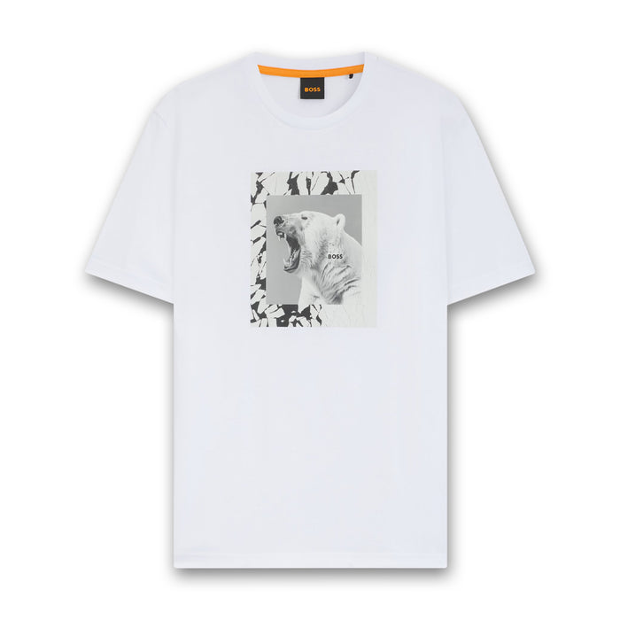 Boss Orange - Te_Lupo Animal Print T-Shirt in White - Nigel Clare