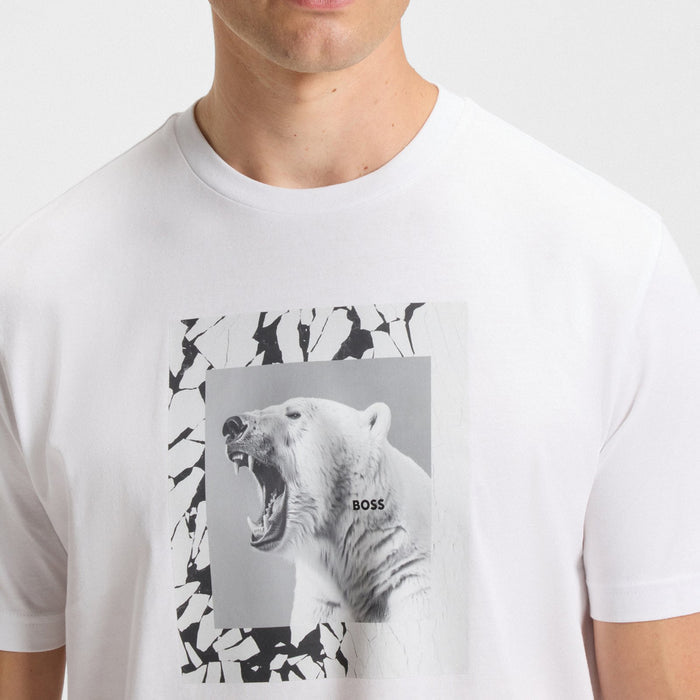 Boss Orange - Te_Lupo Animal Print T-Shirt in White - Nigel Clare
