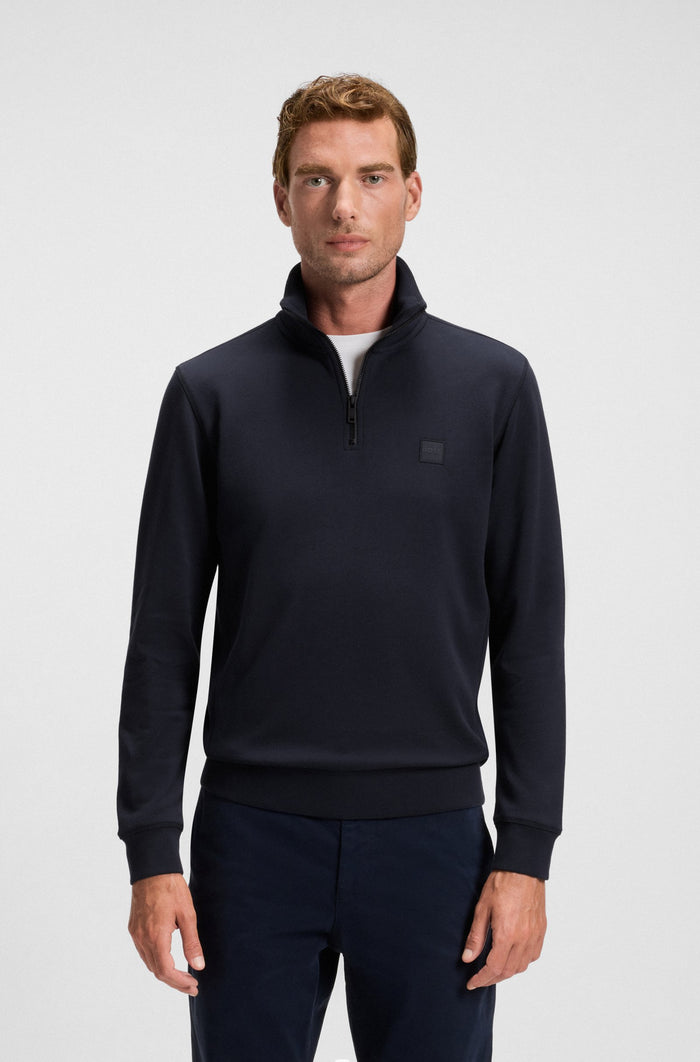 BOSS Orange - Zetrust 1/4 Zip Sweatshirt in Dark Blue - Nigel Clare