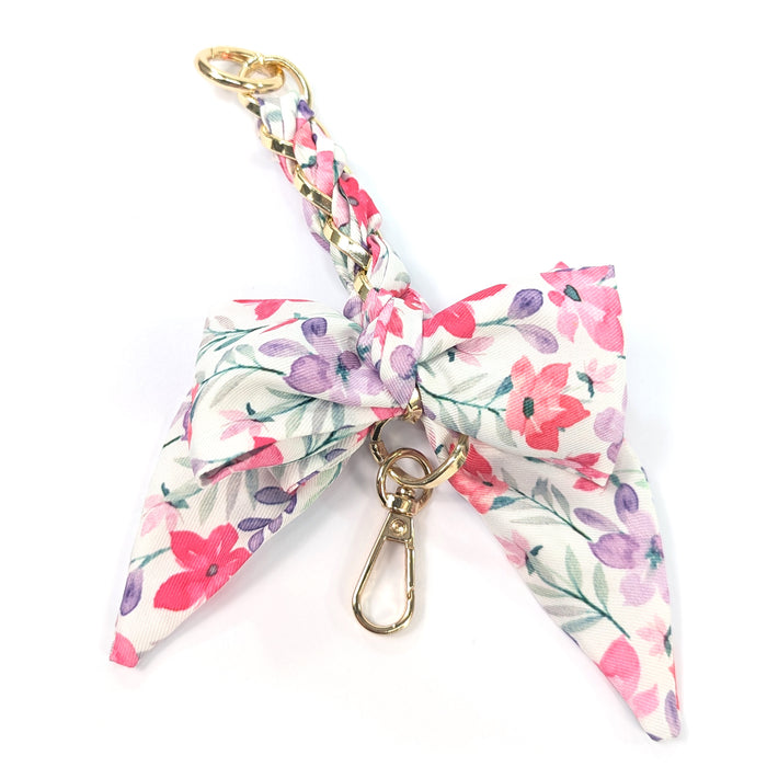Bow Bag Charm/Keyring - Pastel Flowers