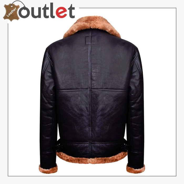 Brown B3 Real Shearling Sheepskin Leather Bomber Flying Jacket