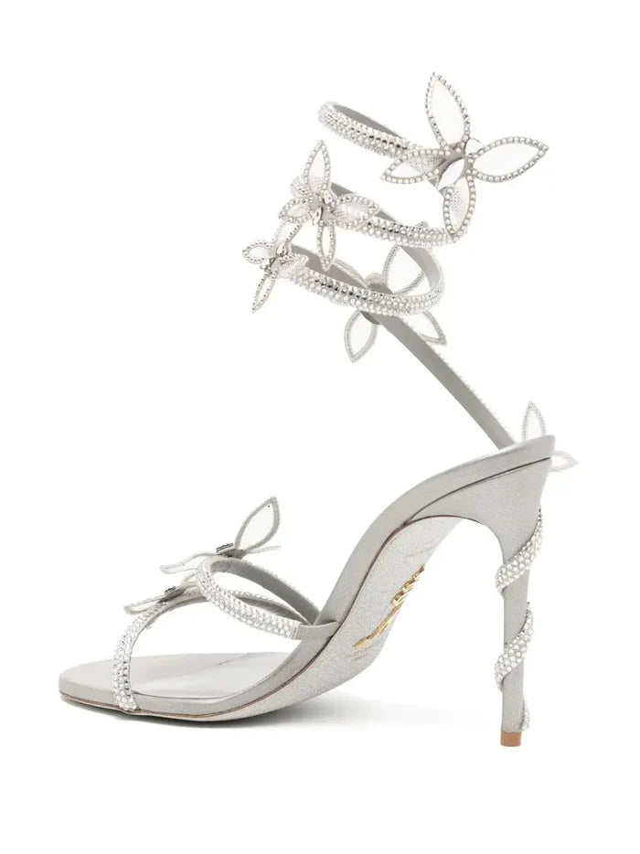 Butterflies Crystal Winding Strap Heel fashionnsio