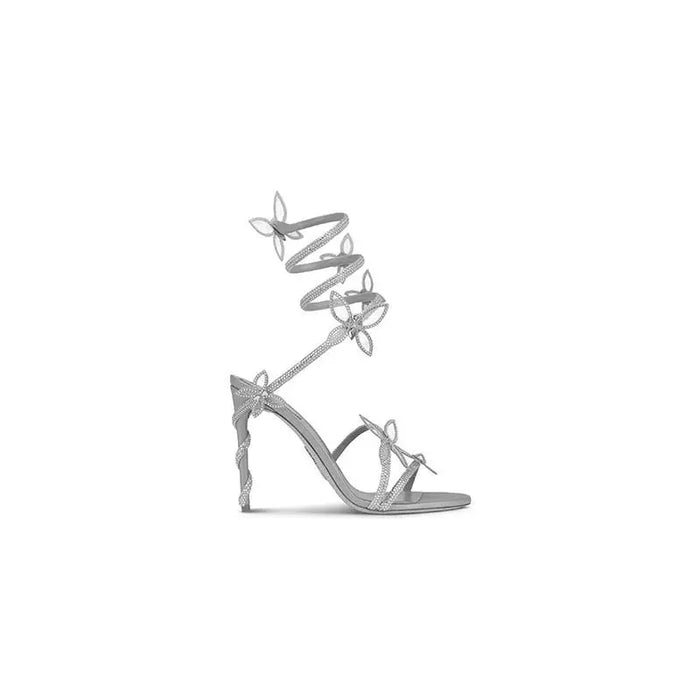 Butterflies Crystal Winding Strap Heel fashionnsio