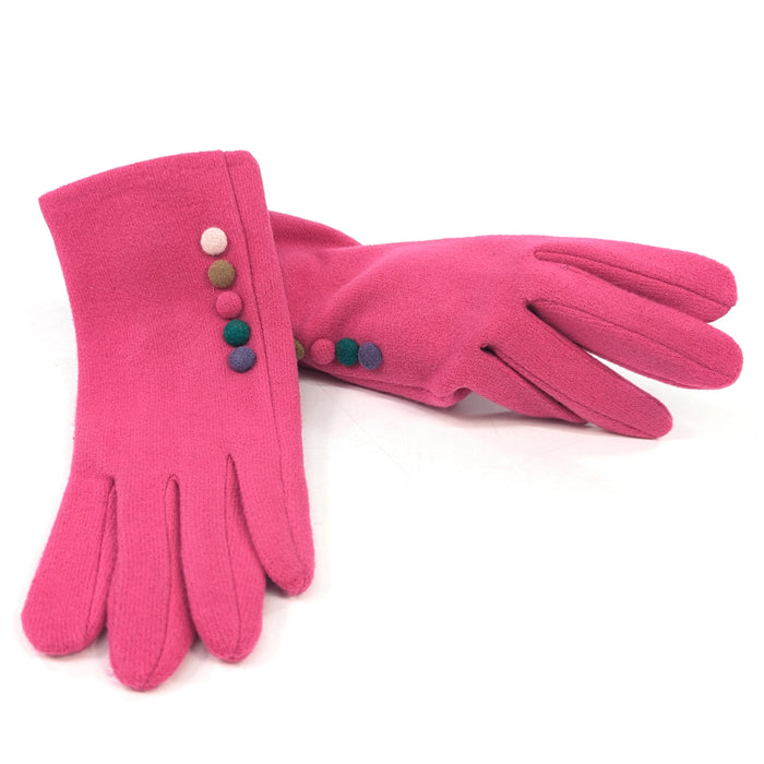 Buttoned Gloves - Pink