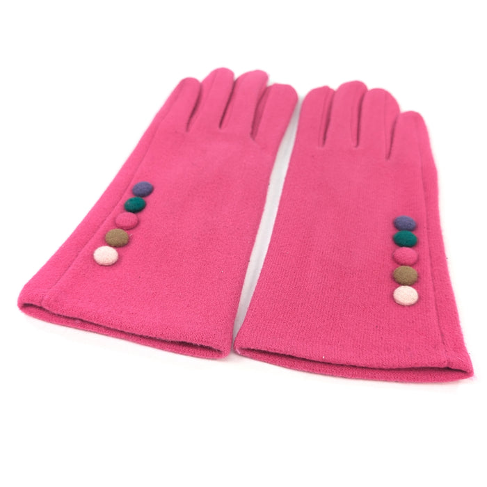 Buttoned Gloves - Pink