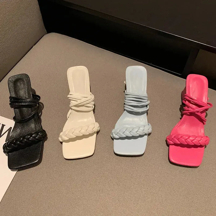 Candy Braided Lace Up Heels fashionnsio