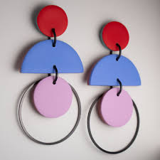 Cascade Red Blue Lilac Earrings